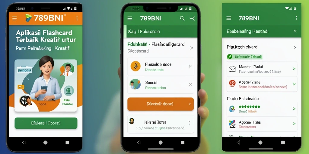 Tampilan antarmuka aplikasi Flashcard 789BNI yang menarik dan mudah digunakan.