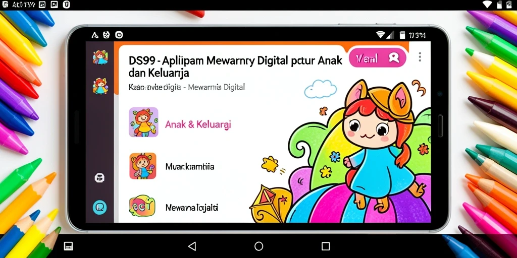 Antarmuka DS99 menunjukkan berbagai pilihan gambar mewarnai untuk anak.