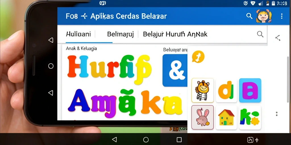 Tampilan interaktif dan edukatif aplikasi FO8 untuk anak-anak.