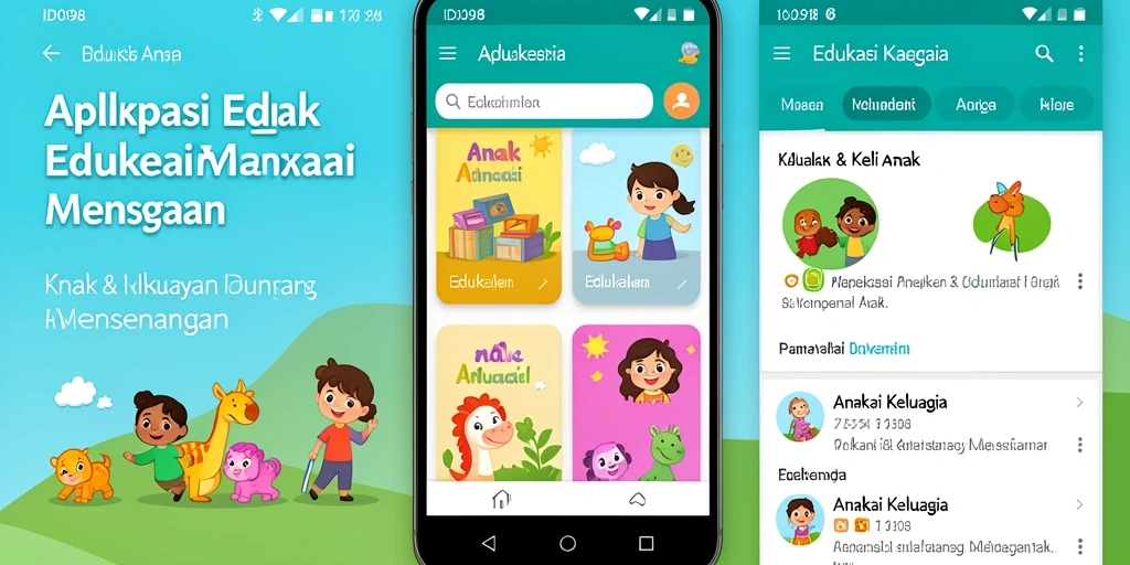 Tampilan antarmuka aplikasi Edukasi Anak ID098 yang menarik dan interaktif.