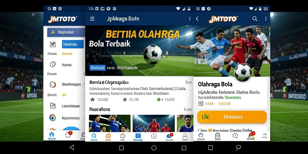 Antarmuka JMTOTO menampilkan berita dan statistik olahraga bola.